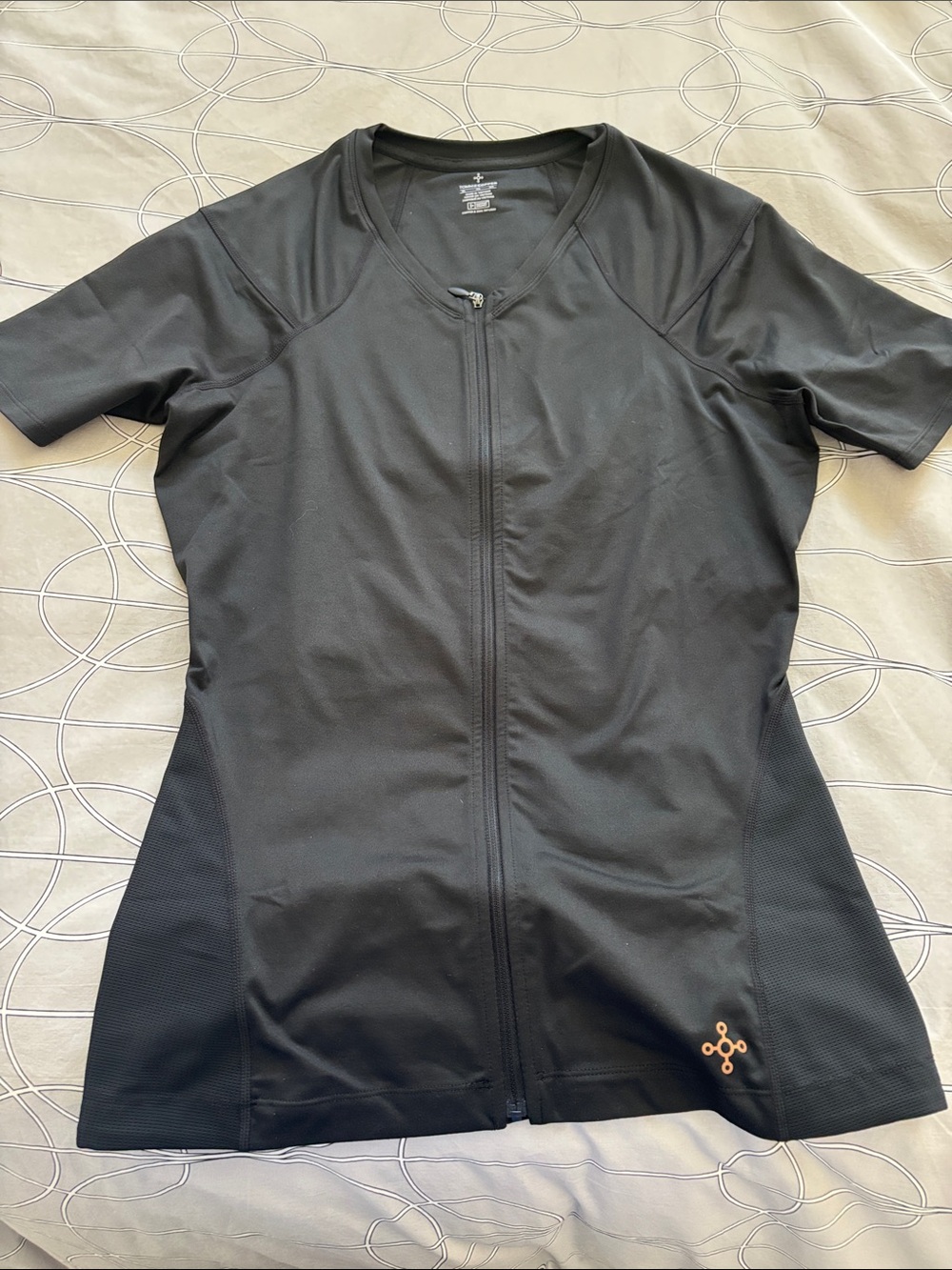 Women’s Black Short Sleeve Zip-Front Active Tee